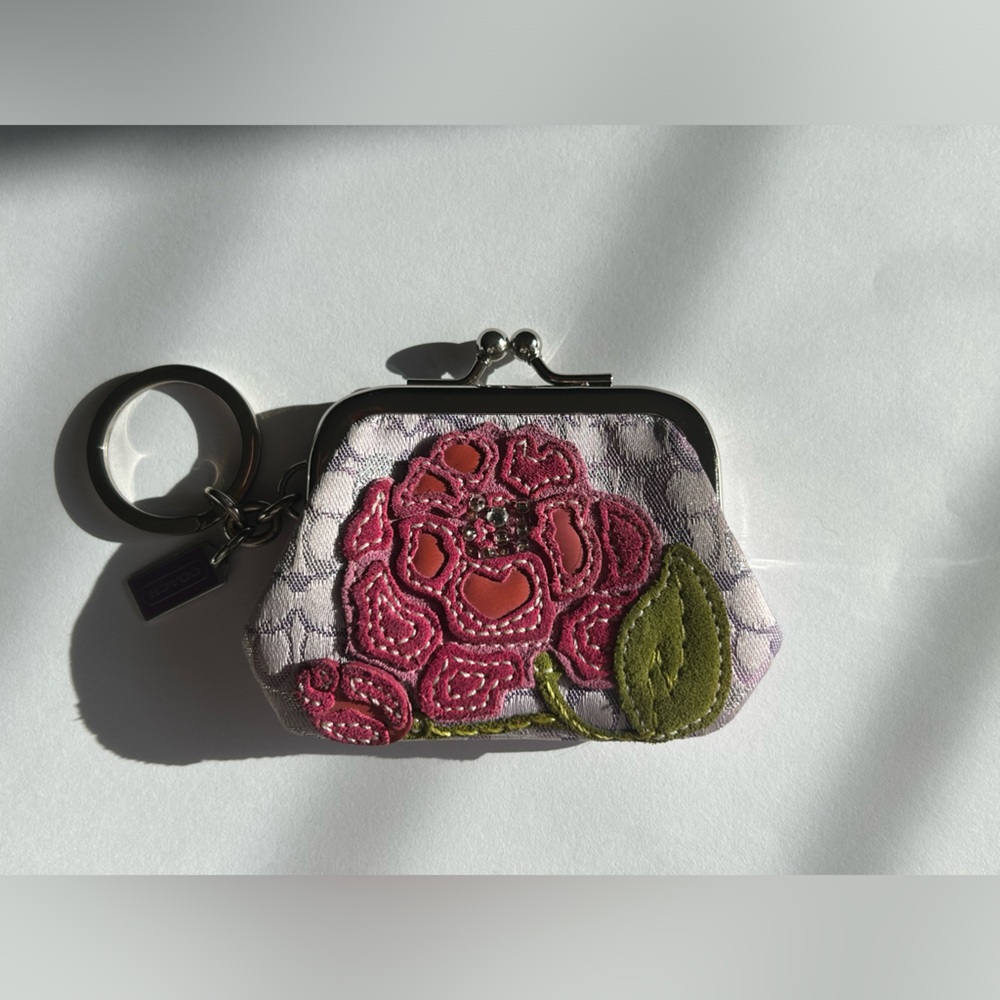 Coach Embroidered flower kisslock coin purse